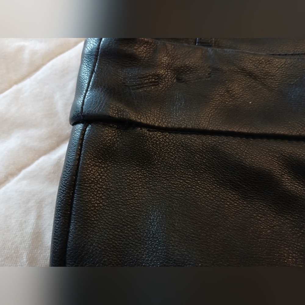7 For All Mankind Fall Black Leather Cropped Rocker Punk Indie Grunge Pants-S/M - Picture 8 of 14